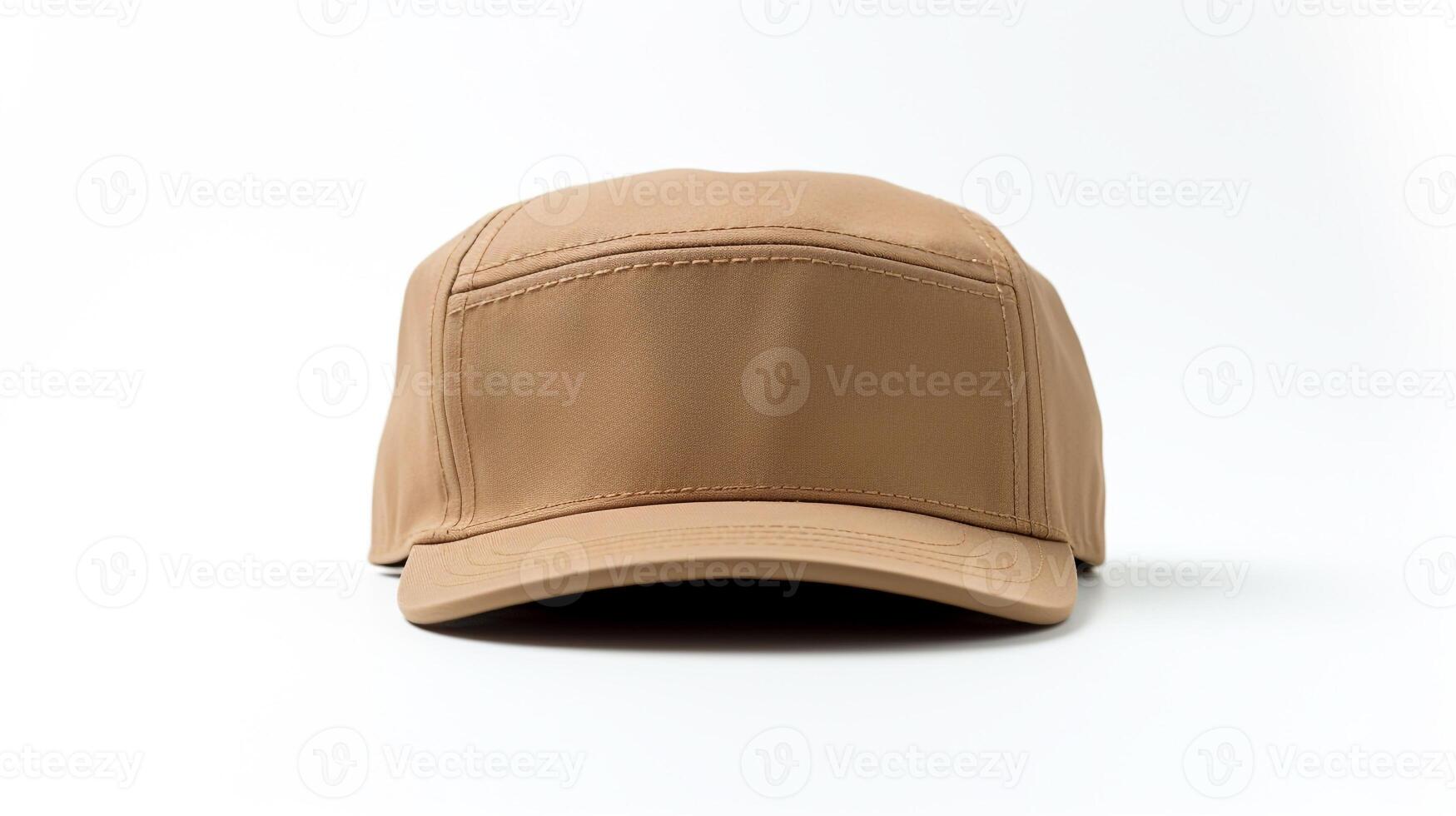 AI generated Photo of Tan Military Cap isolated on white background. AI Generated