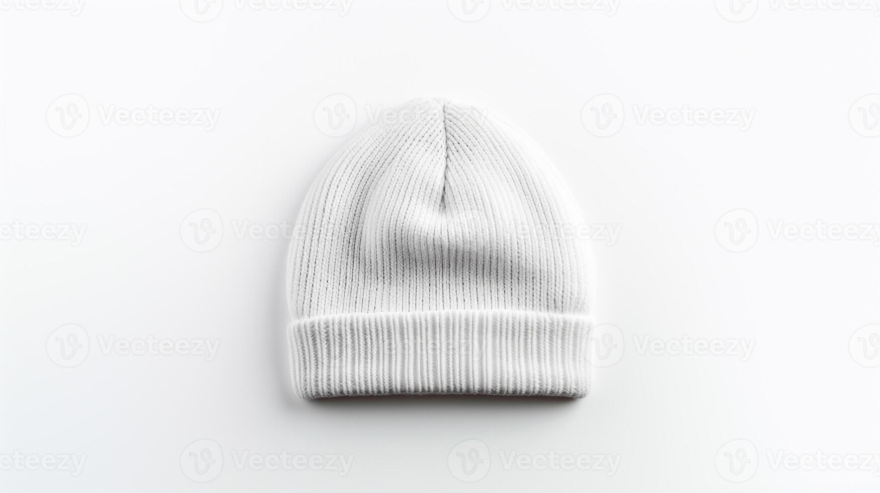 AI generated Photo of White Beanie Hat isolated on white background. AI Generated