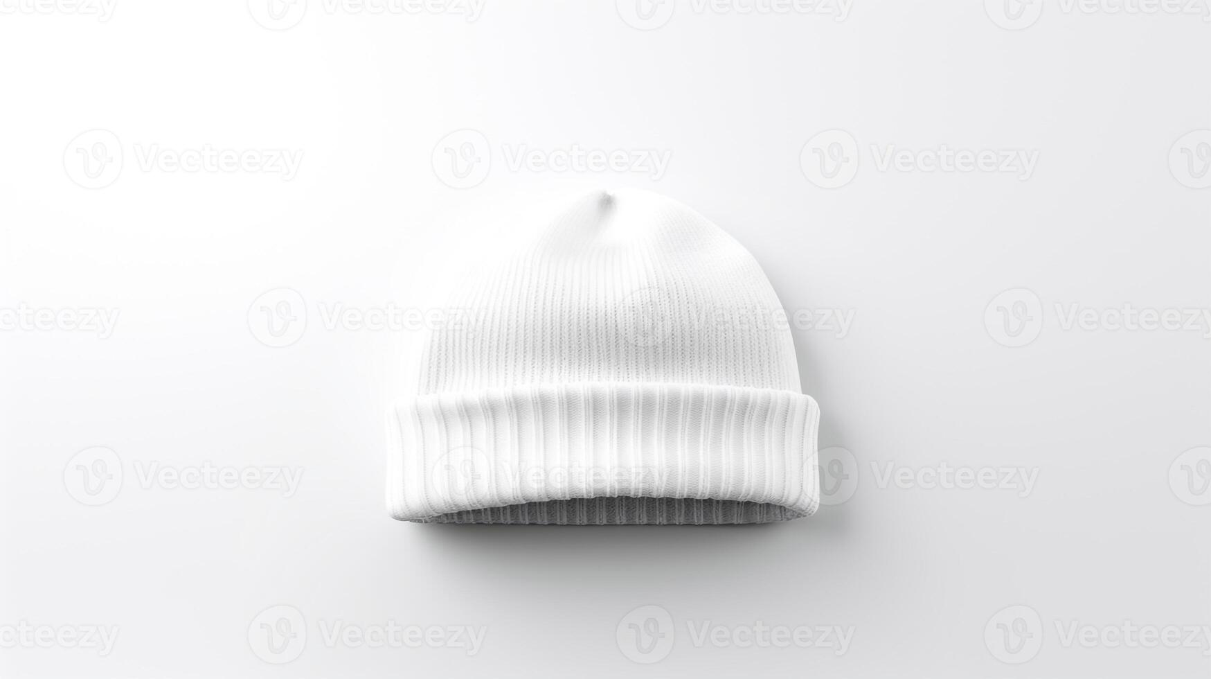 AI generated Photo of White Beanie Hat isolated on white background. AI Generated