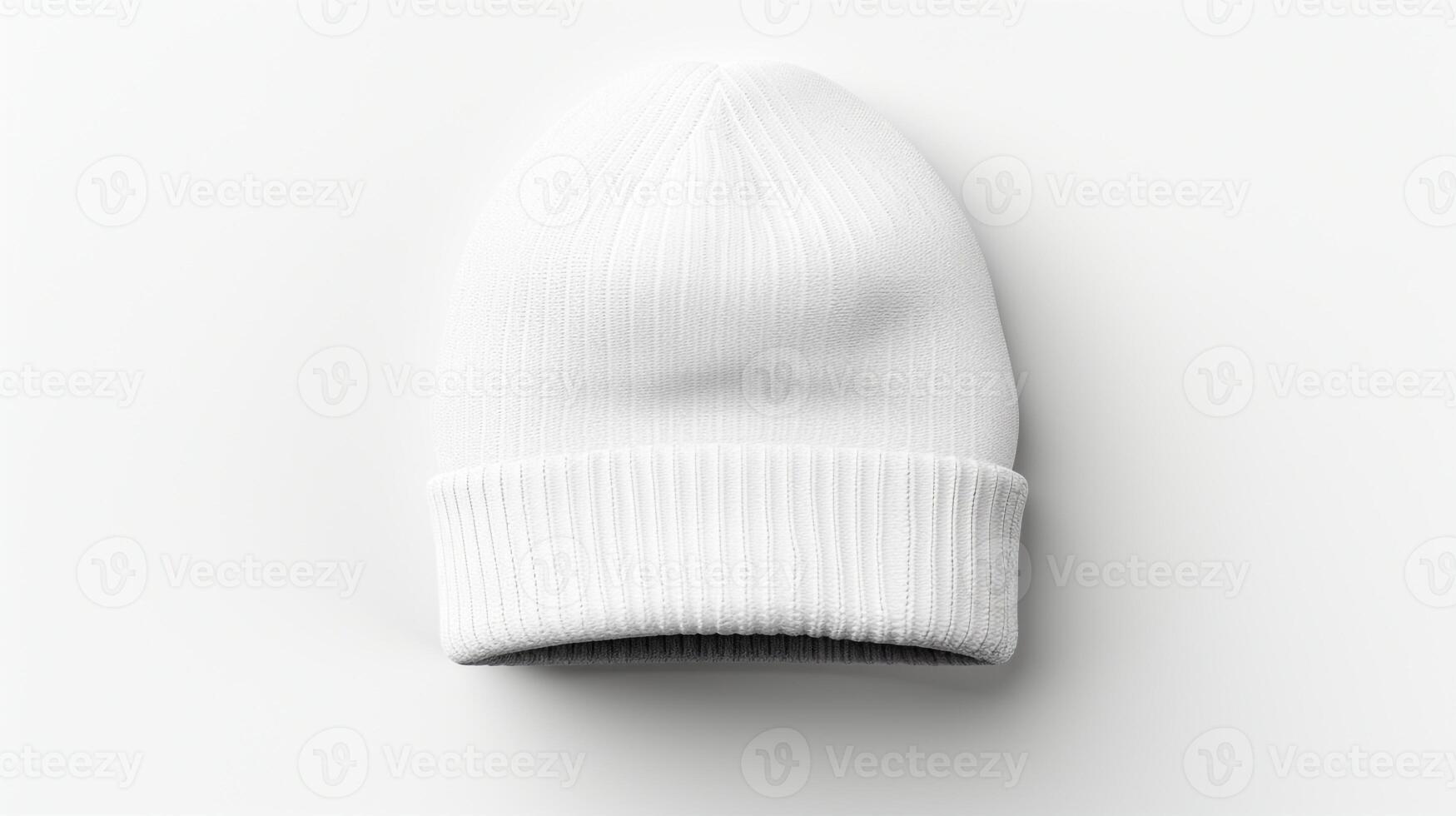 AI generated Photo of White Beanie cap isolated on white background. AI Generated