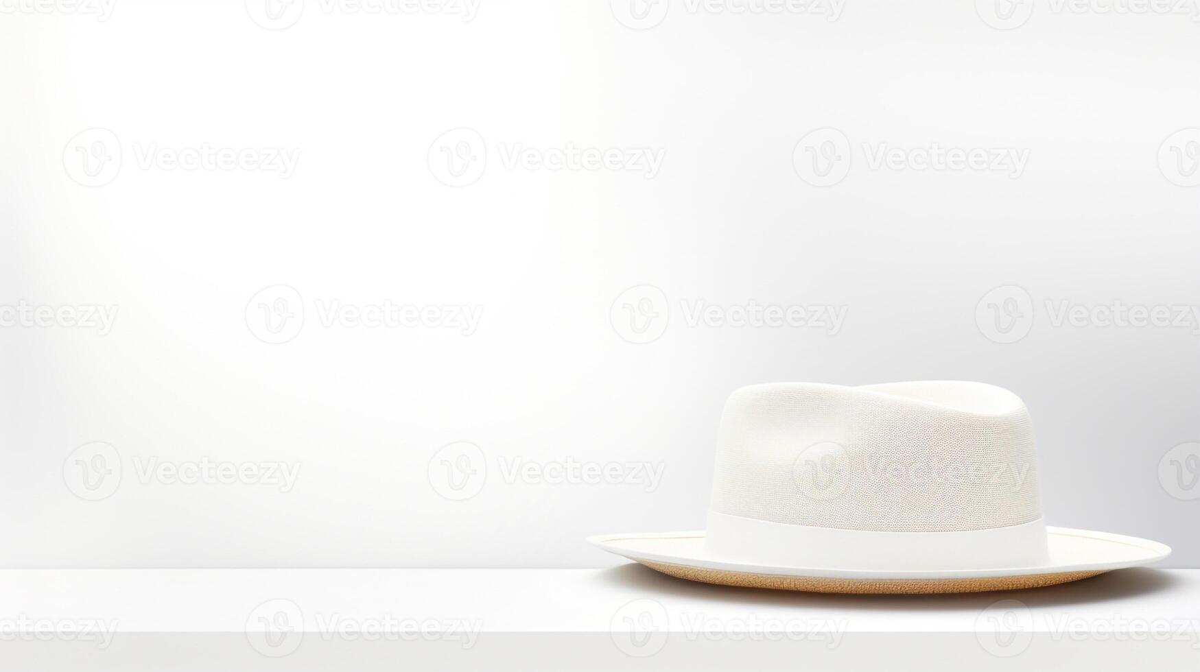 AI generated Photo of White Boater Hat isolated on white background. AI Generated