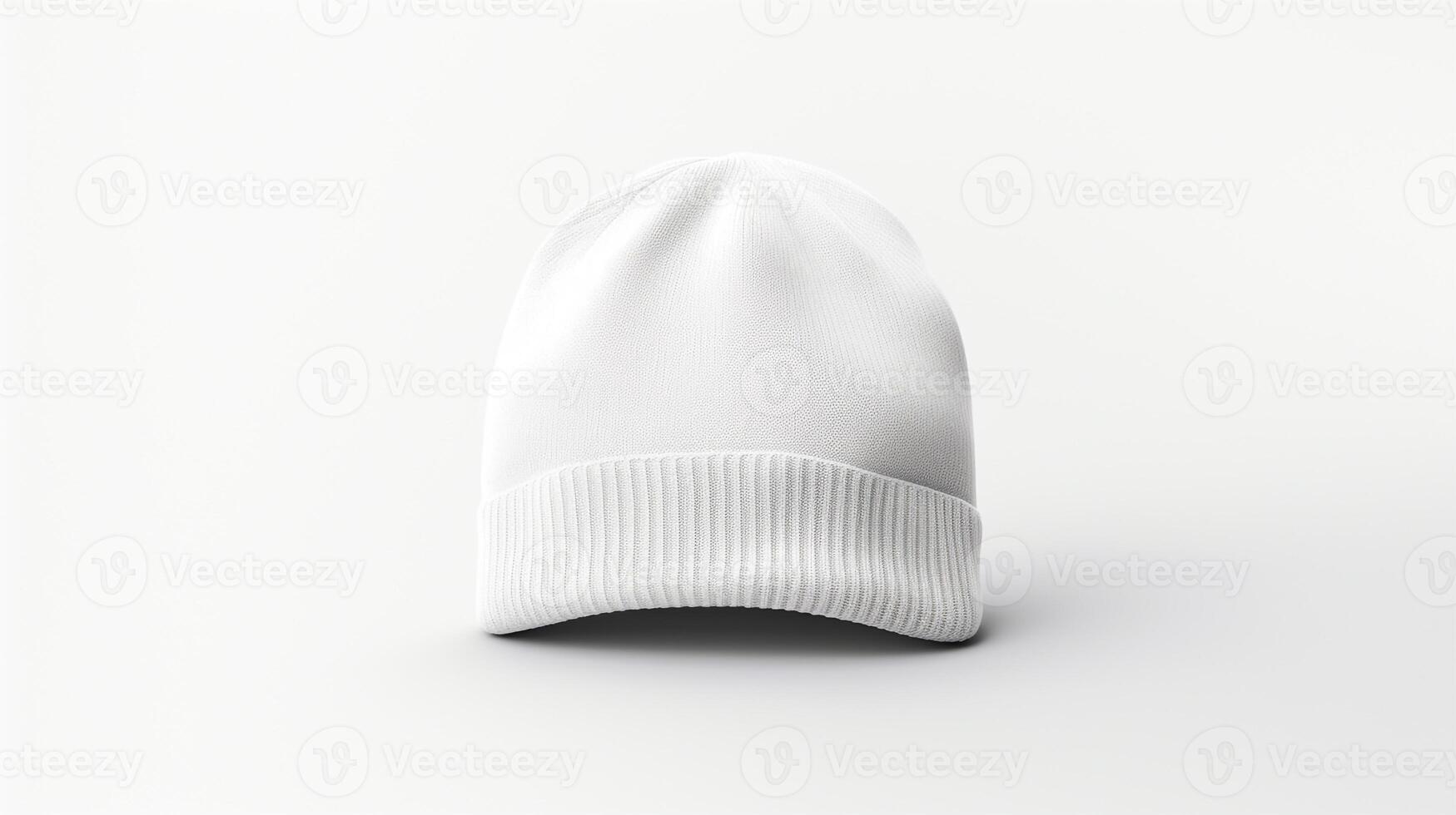 AI generated Photo of White Beanie cap isolated on white background. AI Generated