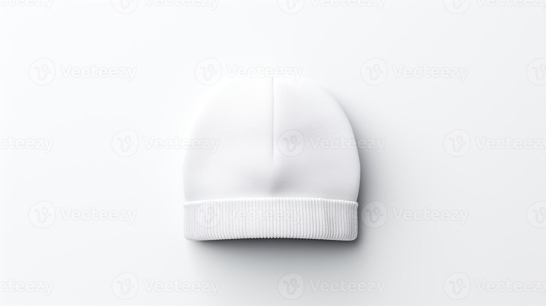 AI generated Photo of White Beanie cap isolated on white background. AI Generated