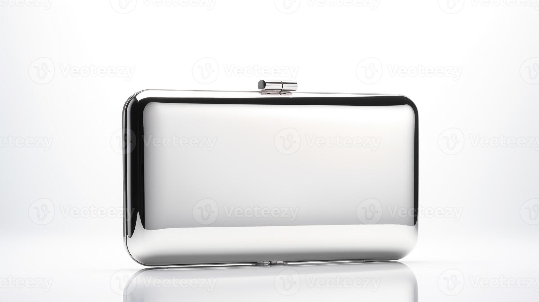 AI generated Silver Box Clutch Bag isolated on white background with copy space for advertisement. AI Generated photo