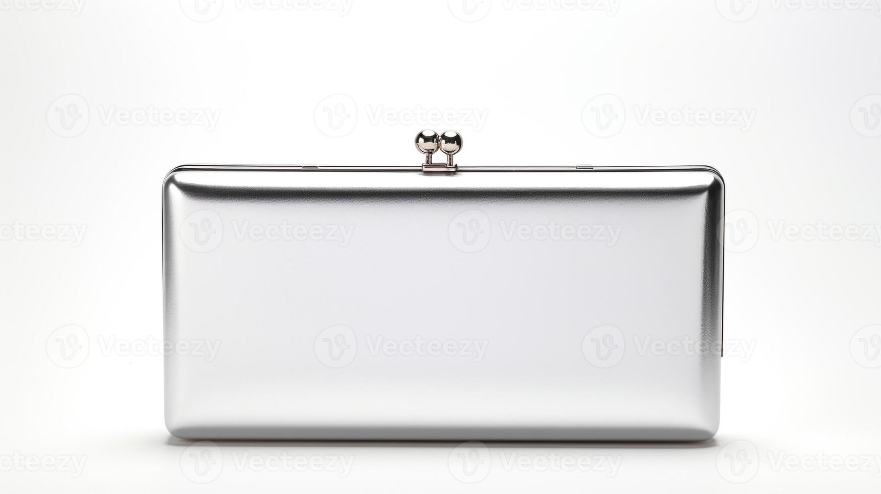 AI generated Silver Box Clutch Bag isolated on white background with copy space for advertisement. AI Generated photo