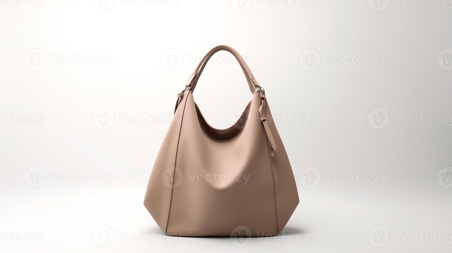 AI generated Taupe Hobo Bag isolated on white background with copy space for advertisement. AI Generated photo