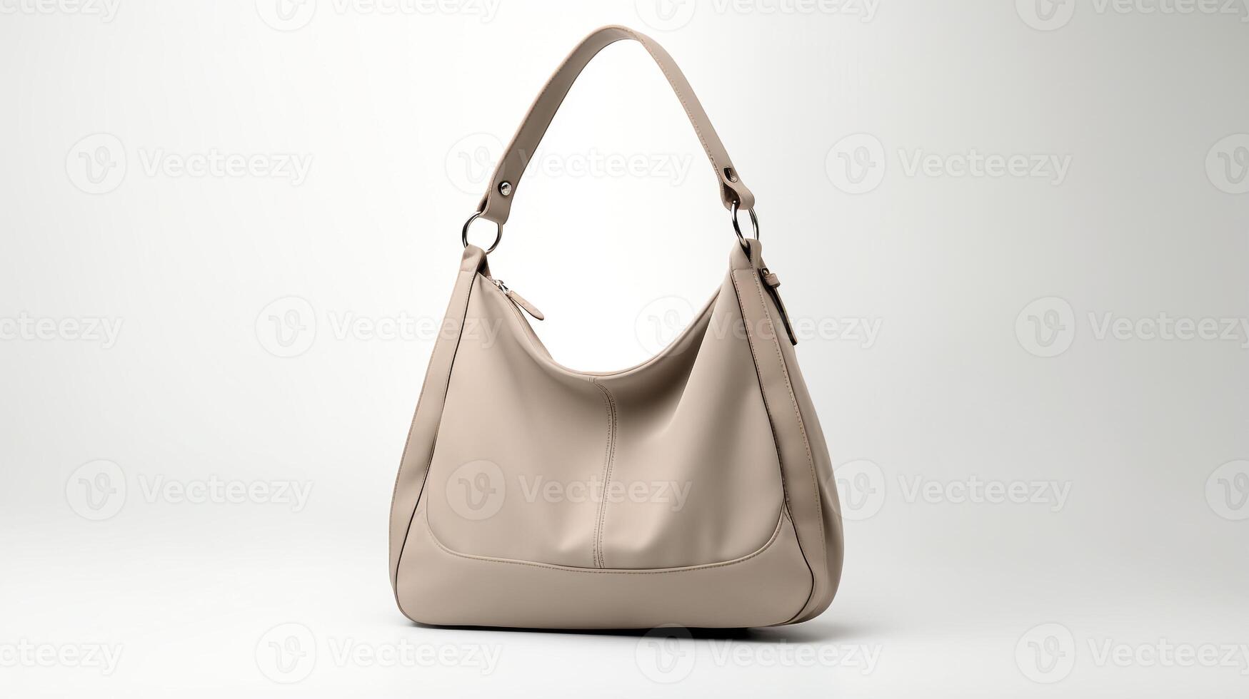 AI generated Taupe Hobo Bag isolated on white background with copy space for advertisement. AI Generated photo