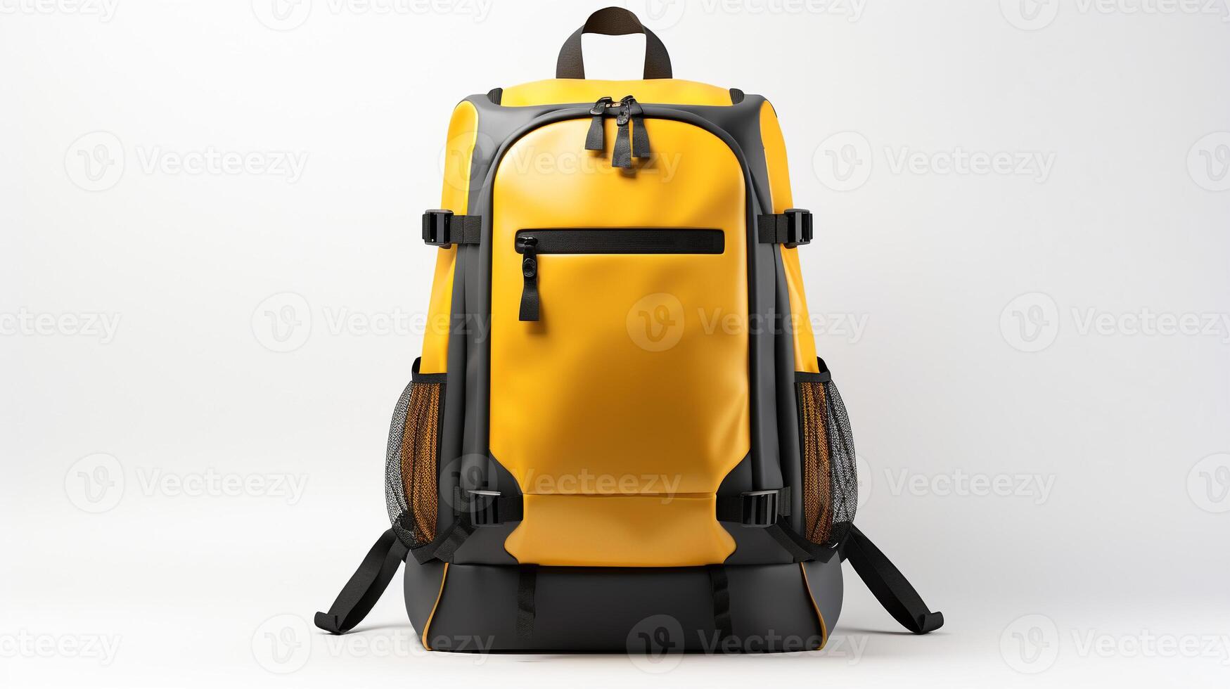 AI generated Yellow Cycling Backpack Bag isolated on white background with copy space for advertisement. AI Generated photo