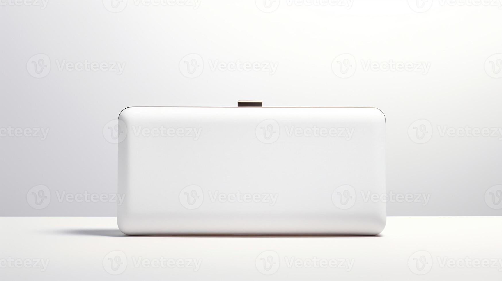 AI generated White Hardcase Clutch Bag isolated on white background with copy space for advertisement. AI Generated photo