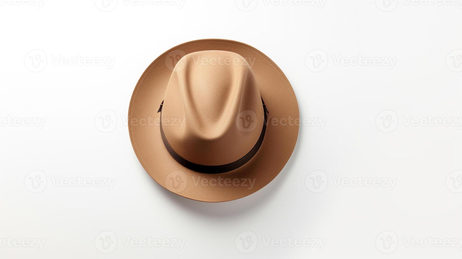 AI generated Photo of Tan Fedora Hat isolated on white background. AI Generated