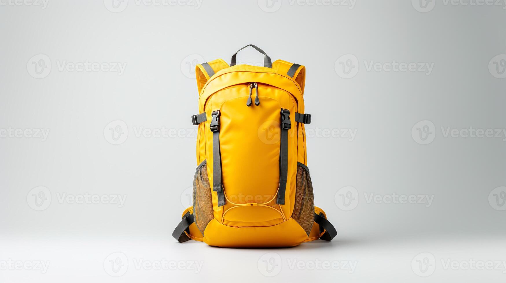 ai generado amarillo hidratación mochila bolso aislado en blanco antecedentes con Copiar espacio para anuncio publicitario. ai generado foto