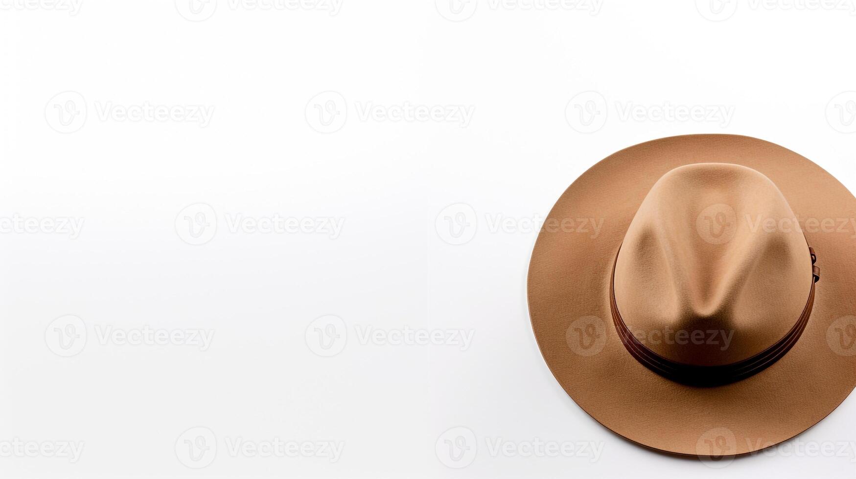 AI generated Photo of Tan Fedora Hat isolated on white background. AI Generated