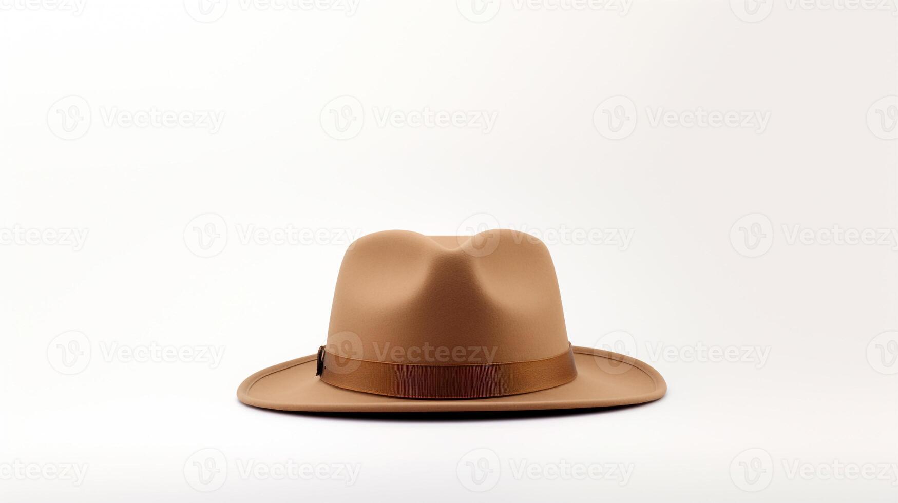 AI generated Photo of Tan Fedora Hat isolated on white background. AI Generated