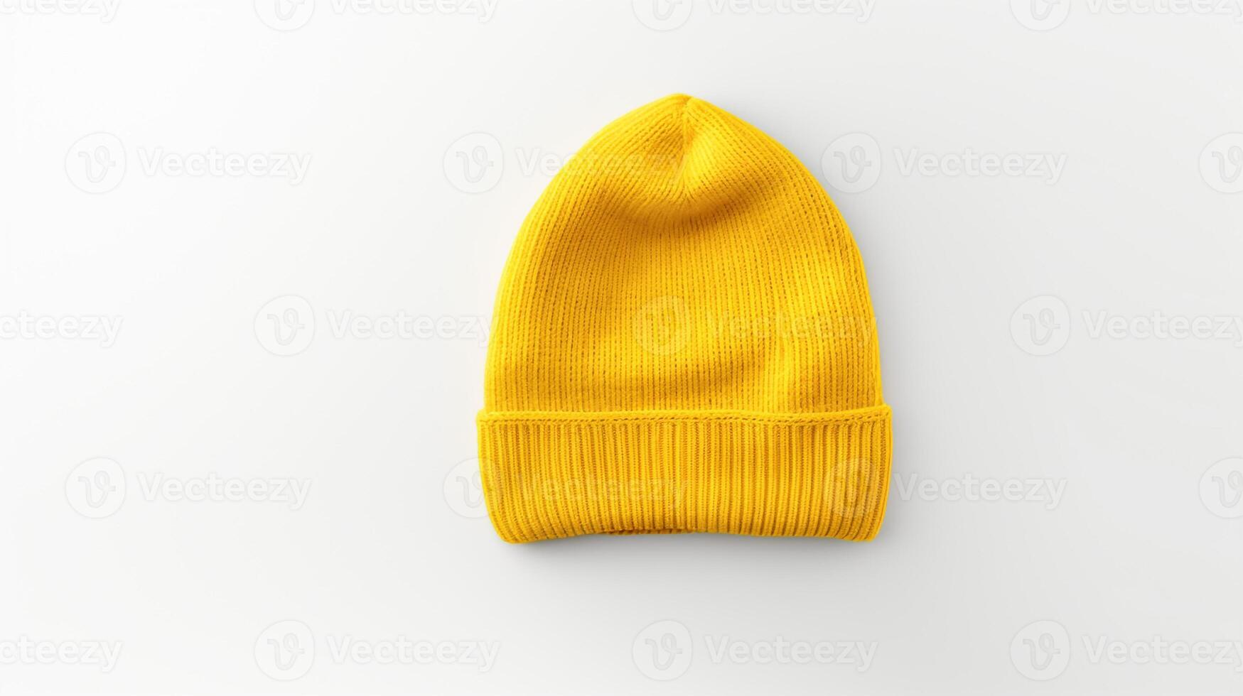 AI generated Photo of Yellow Beanie cap isolated on white background. AI Generated