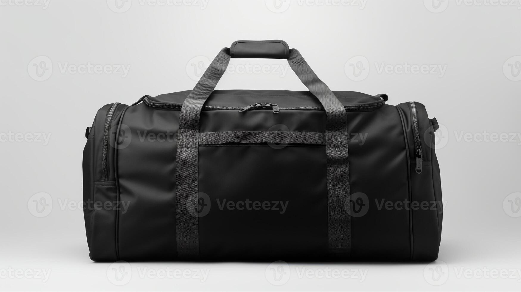 AI generated Black Duffel Bag isolated on white background with copy space for advertisement. AI Generated photo