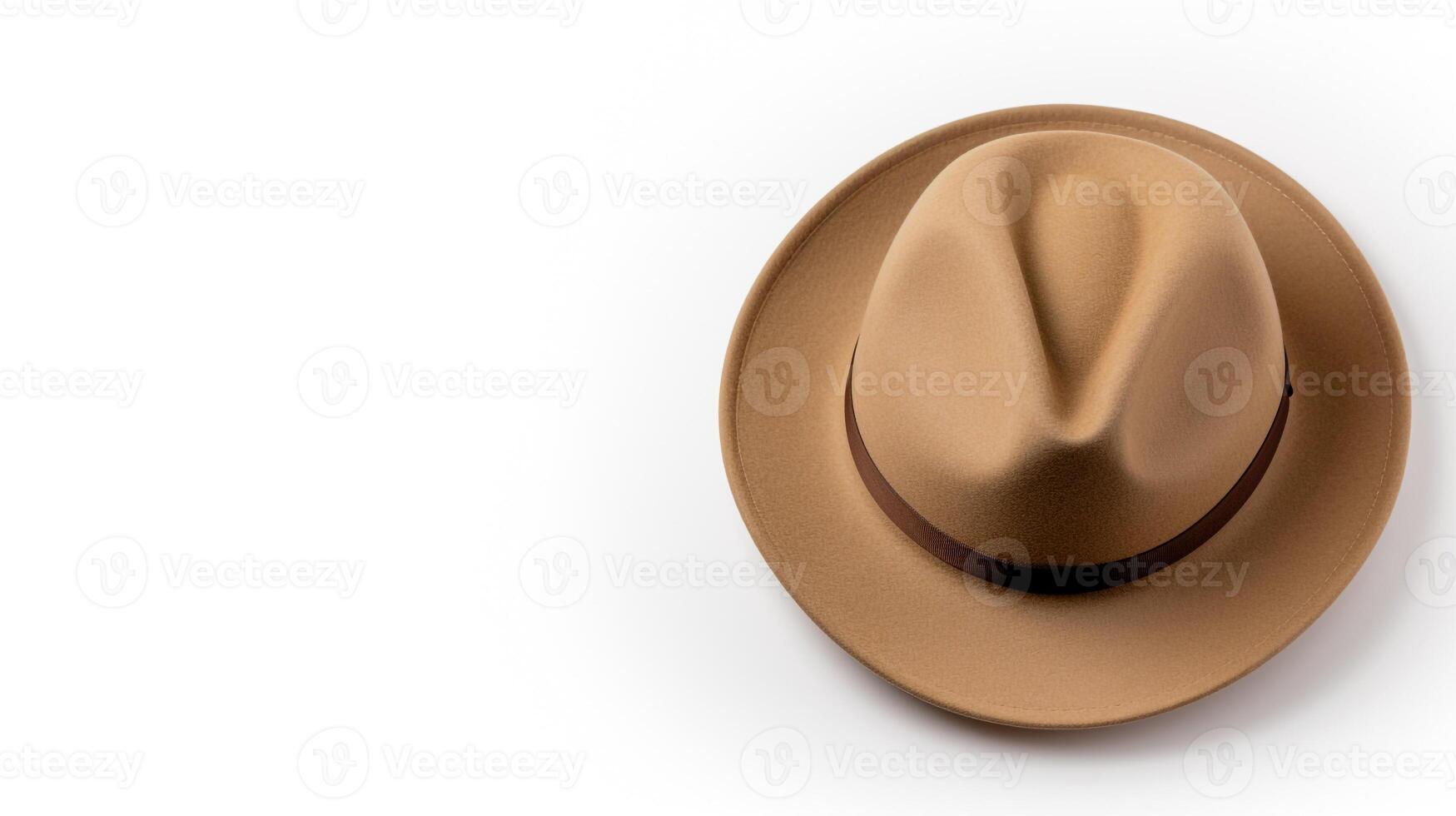 AI generated Photo of Tan Fedora Hat isolated on white background. AI Generated