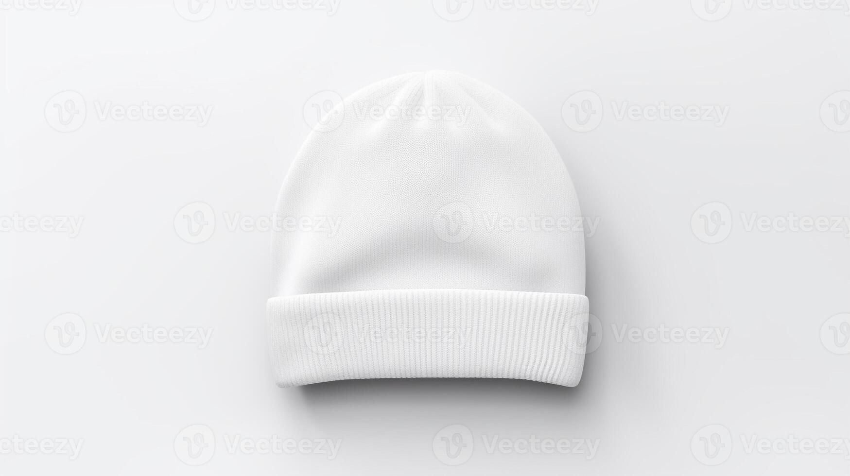 AI generated Photo of White Beanie Hat isolated on white background. AI Generated