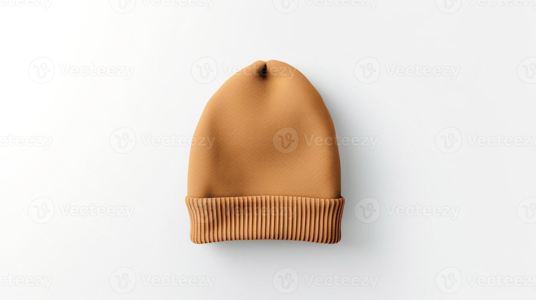 AI generated Photo of Tan Beanie Hat isolated on white background. AI Generated