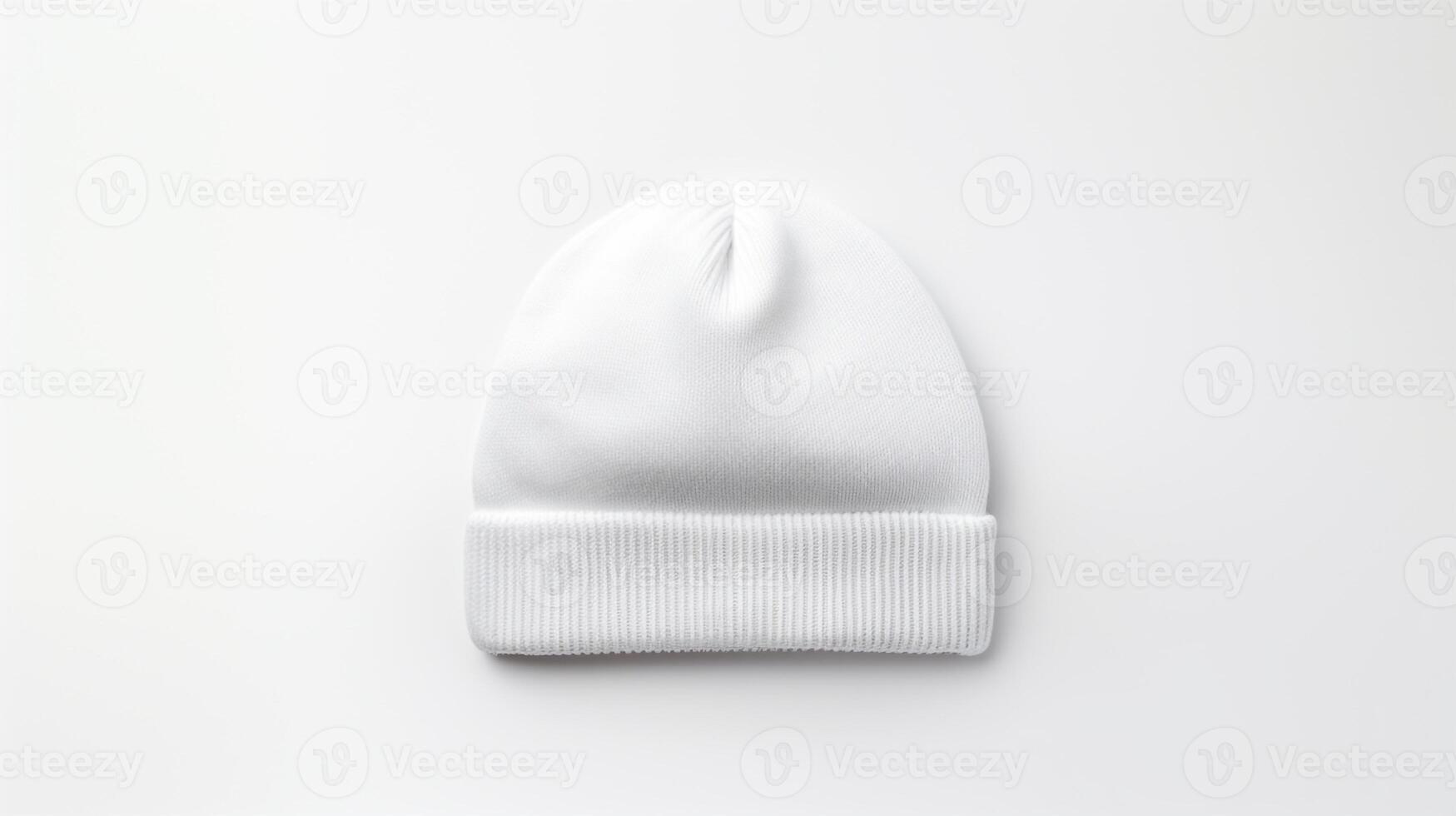 AI generated Photo of White Beanie Hat isolated on white background. AI Generated