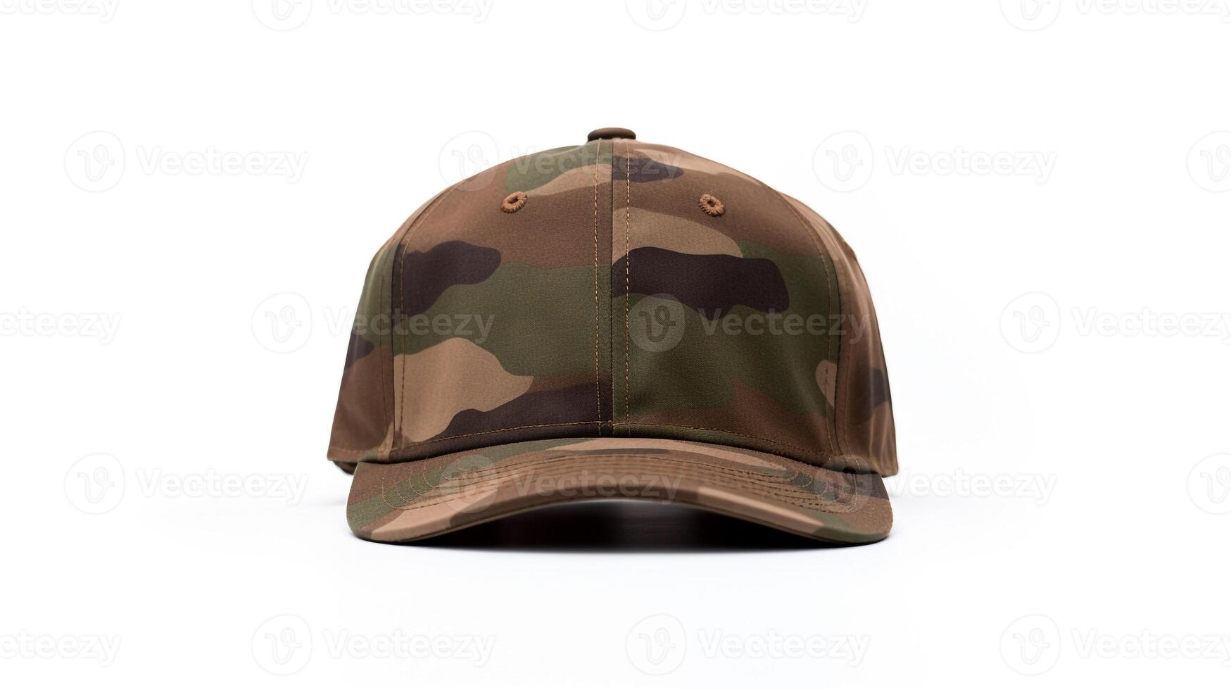 AI generated Photo of Woodland Camo Military Cap isolated on white background. AI Generated