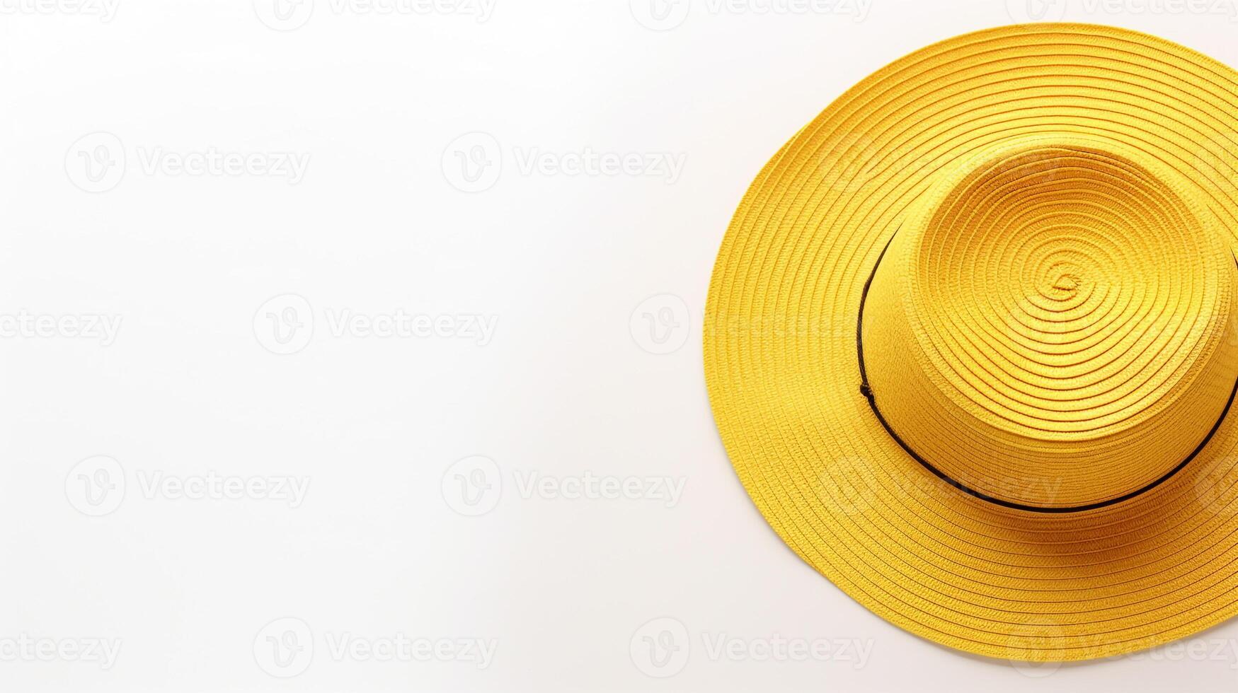 AI generated Photo of Yellow Straw hat isolated on white background. AI Generated