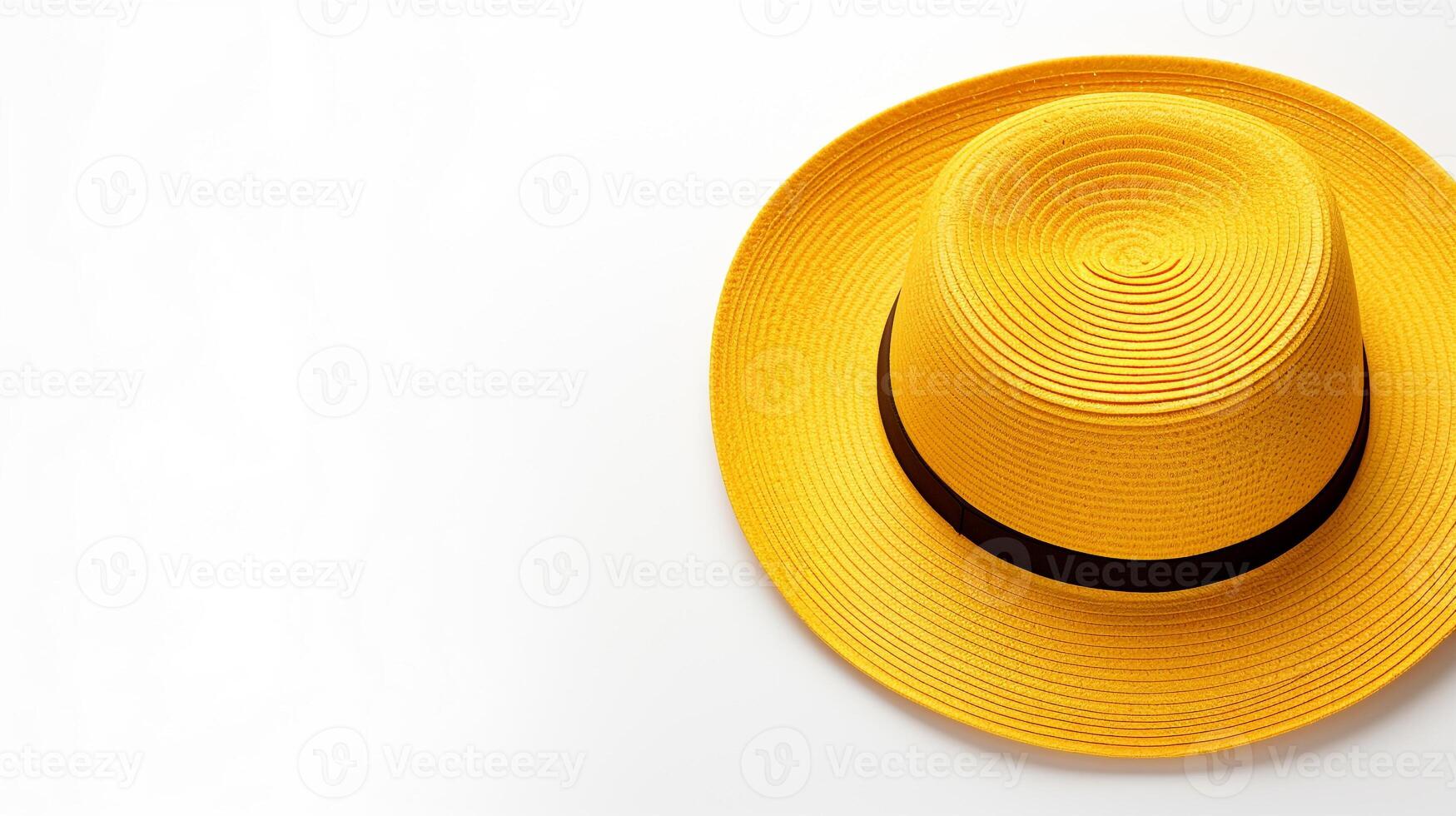 AI generated Photo of Yellow Straw hat isolated on white background. AI Generated