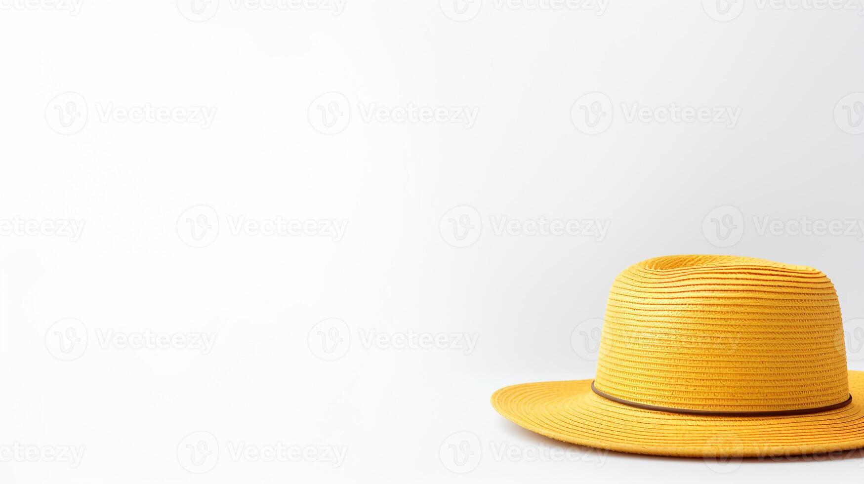 AI generated Photo of Yellow Straw hat isolated on white background. AI Generated