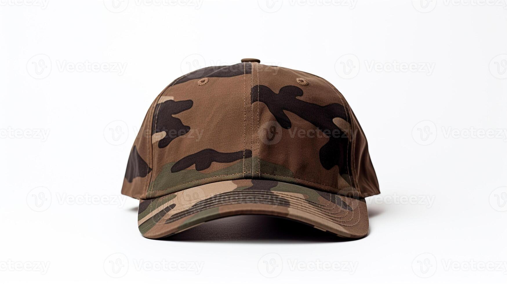 AI generated Photo of Woodland Camo Military Cap isolated on white background. AI Generated