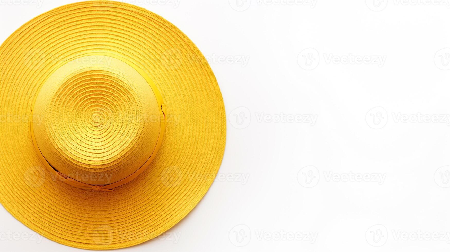 AI generated Photo of Yellow Straw hat isolated on white background. AI Generated