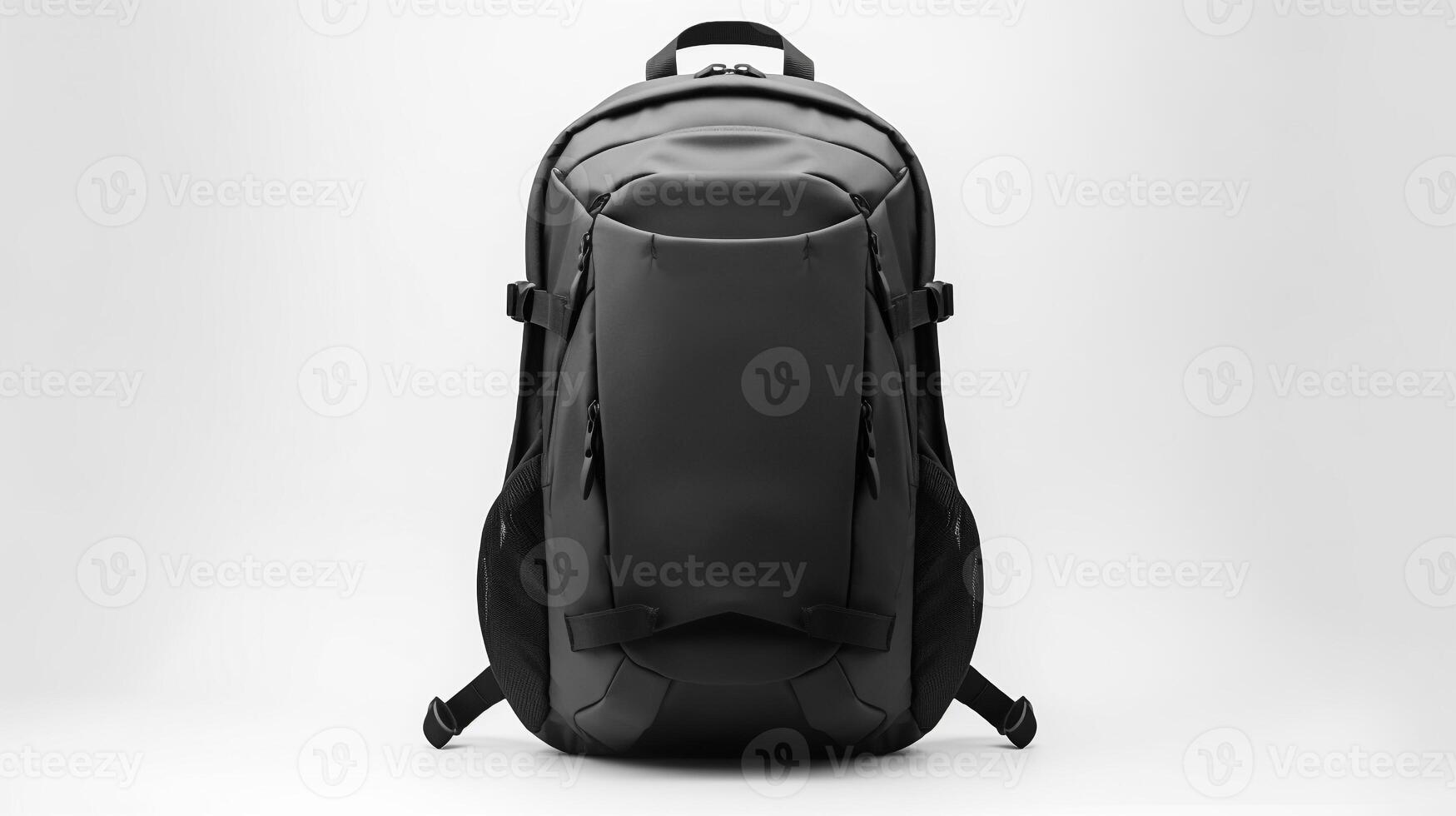 AI generated Black Cycling Backpack Bag isolated on white background with copy space for advertisement. AI Generated photo