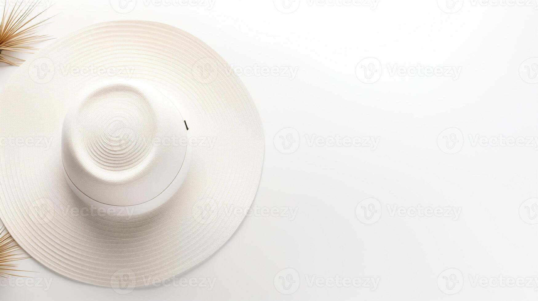 AI generated Photo of White Straw hat isolated on white background. AI Generated