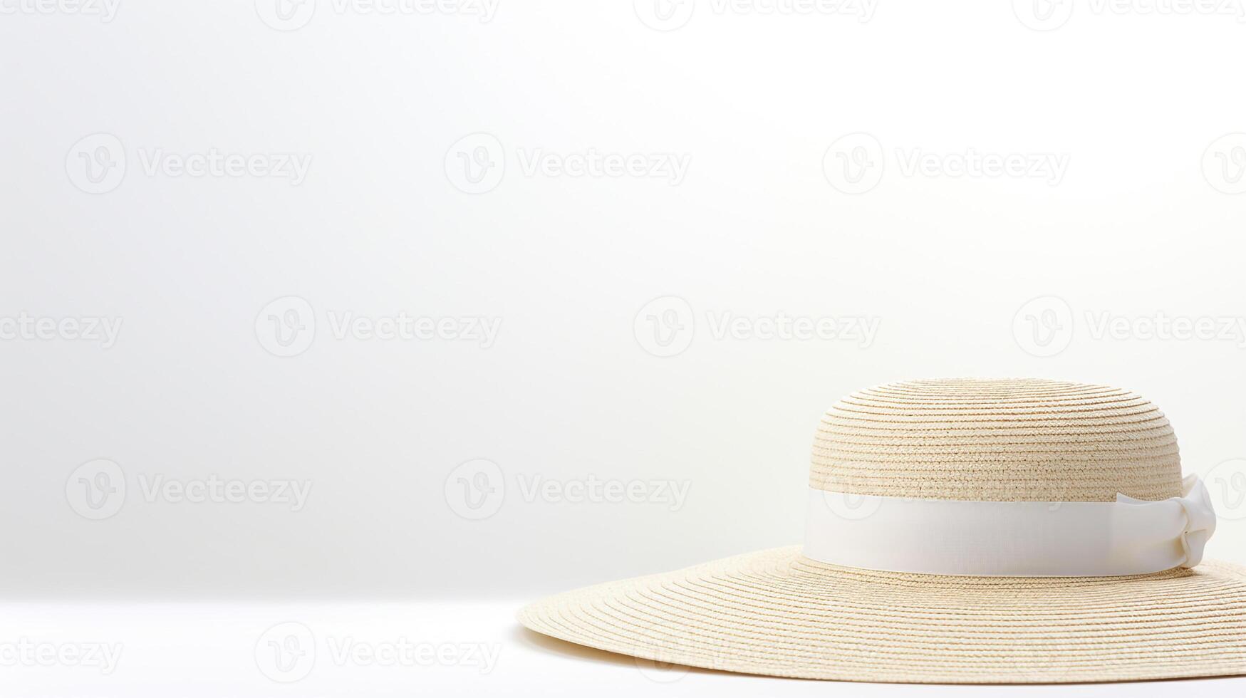 AI generated Photo of White Straw hat isolated on white background. AI Generated