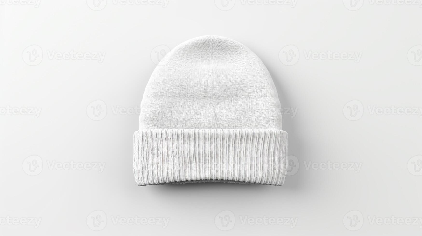 AI generated Photo of White Beanie cap isolated on white background. AI Generated