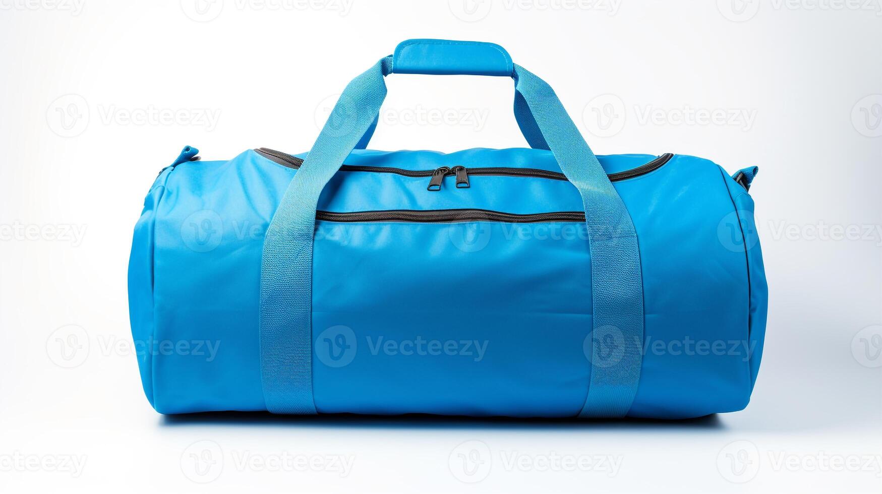 AI generated Blue Duffel Bag isolated on white background with copy space for advertisement. AI Generated photo