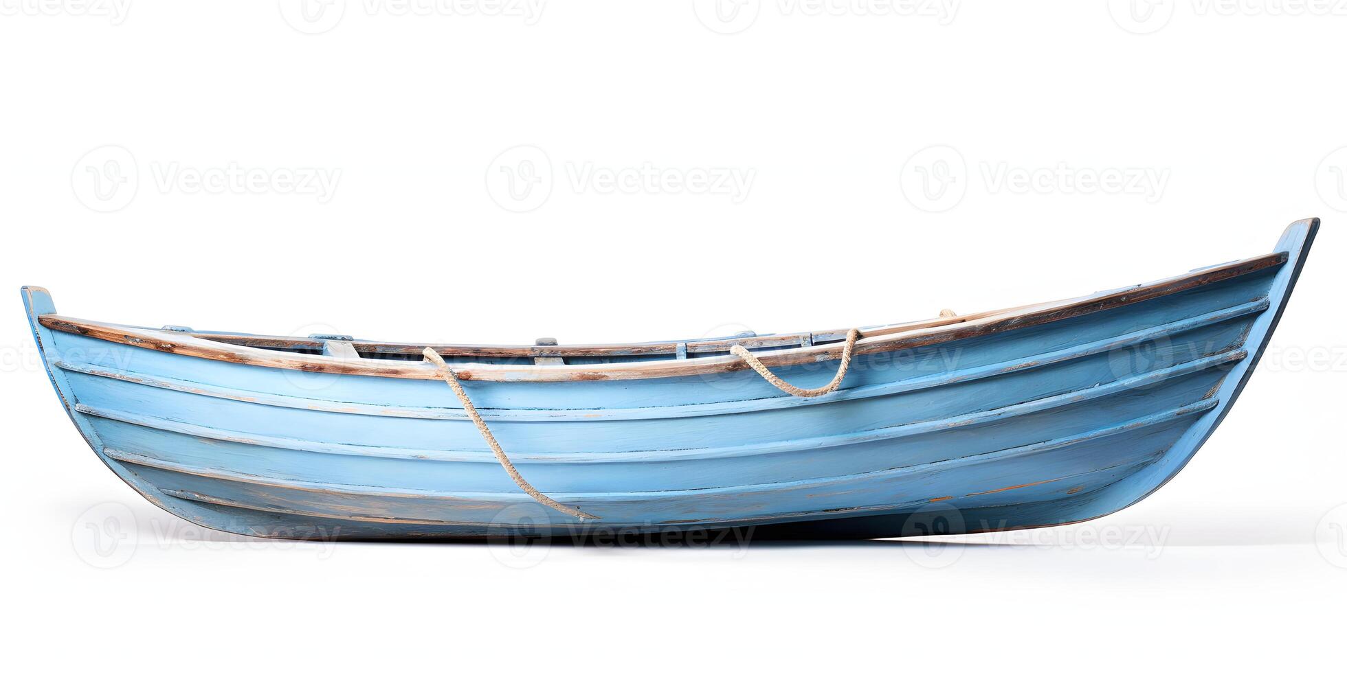 AI generated Blue Painted Wooden Boat Isolated on White Background. Generative Ai photo