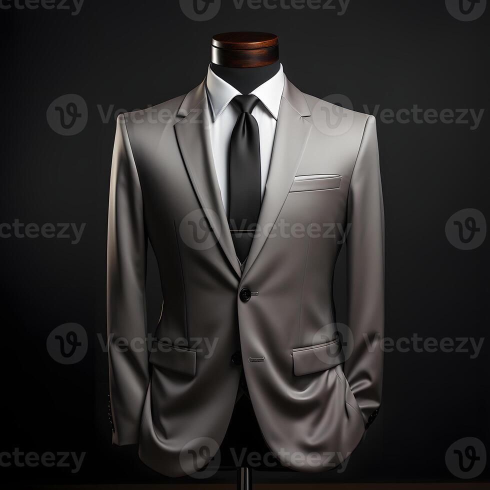 AI generated Elegant Gray Men's Formal Suit. Generative Ai photo