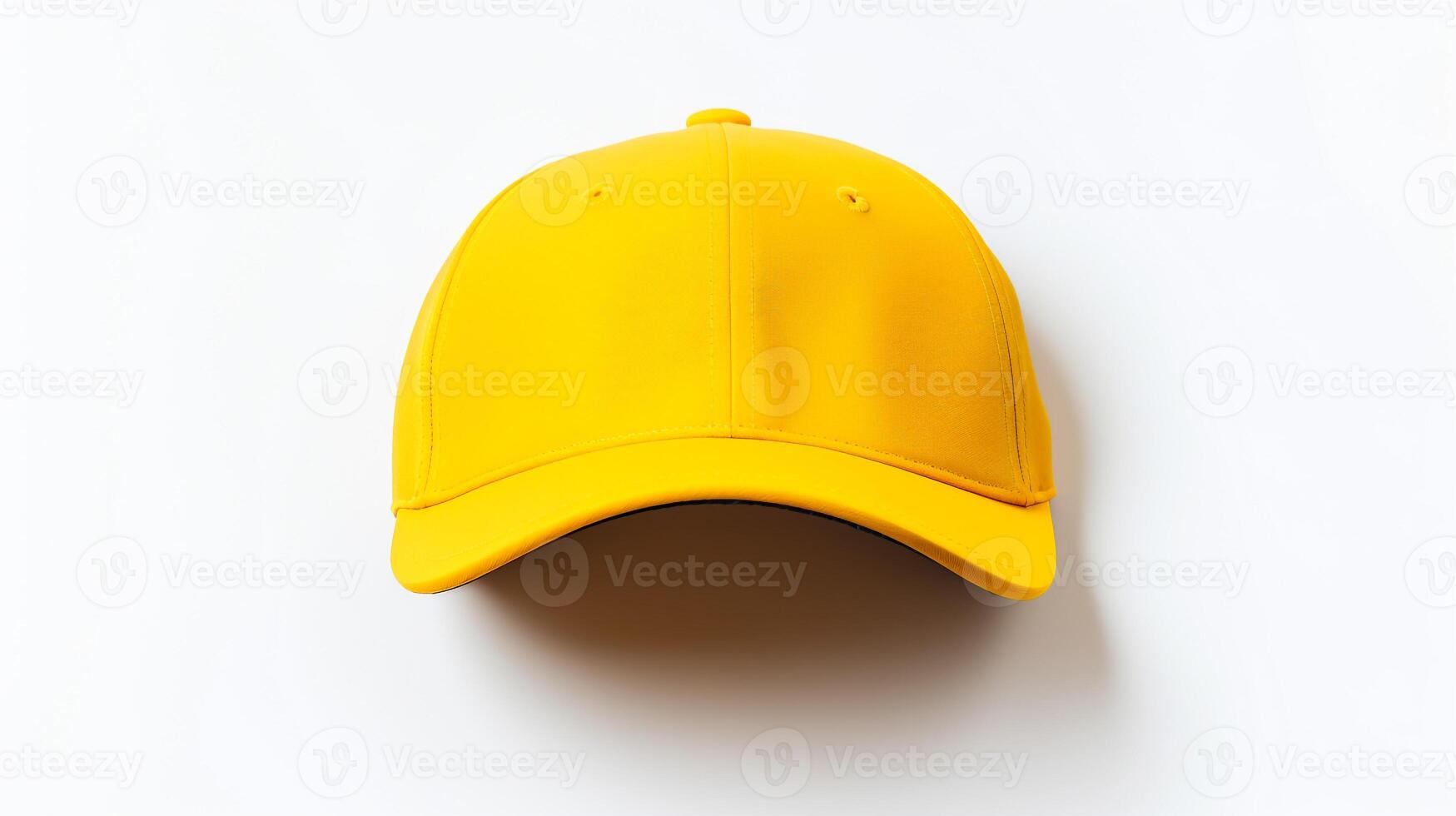 AI generated Photo of Yellow Cycling Cap isolated on white background. AI Generated