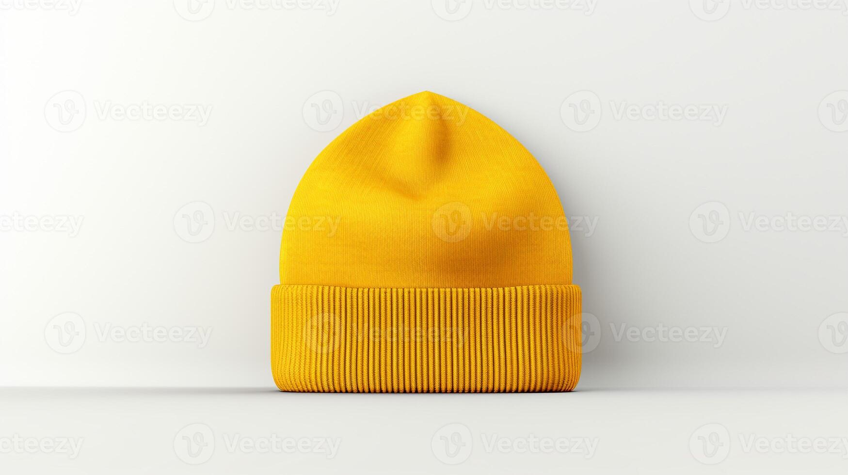 AI generated Photo of Yellow Beanie cap isolated on white background. AI Generated