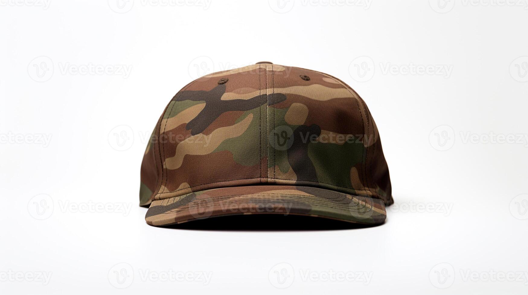 AI generated Photo of Woodland Camo Military Cap isolated on white background. AI Generated