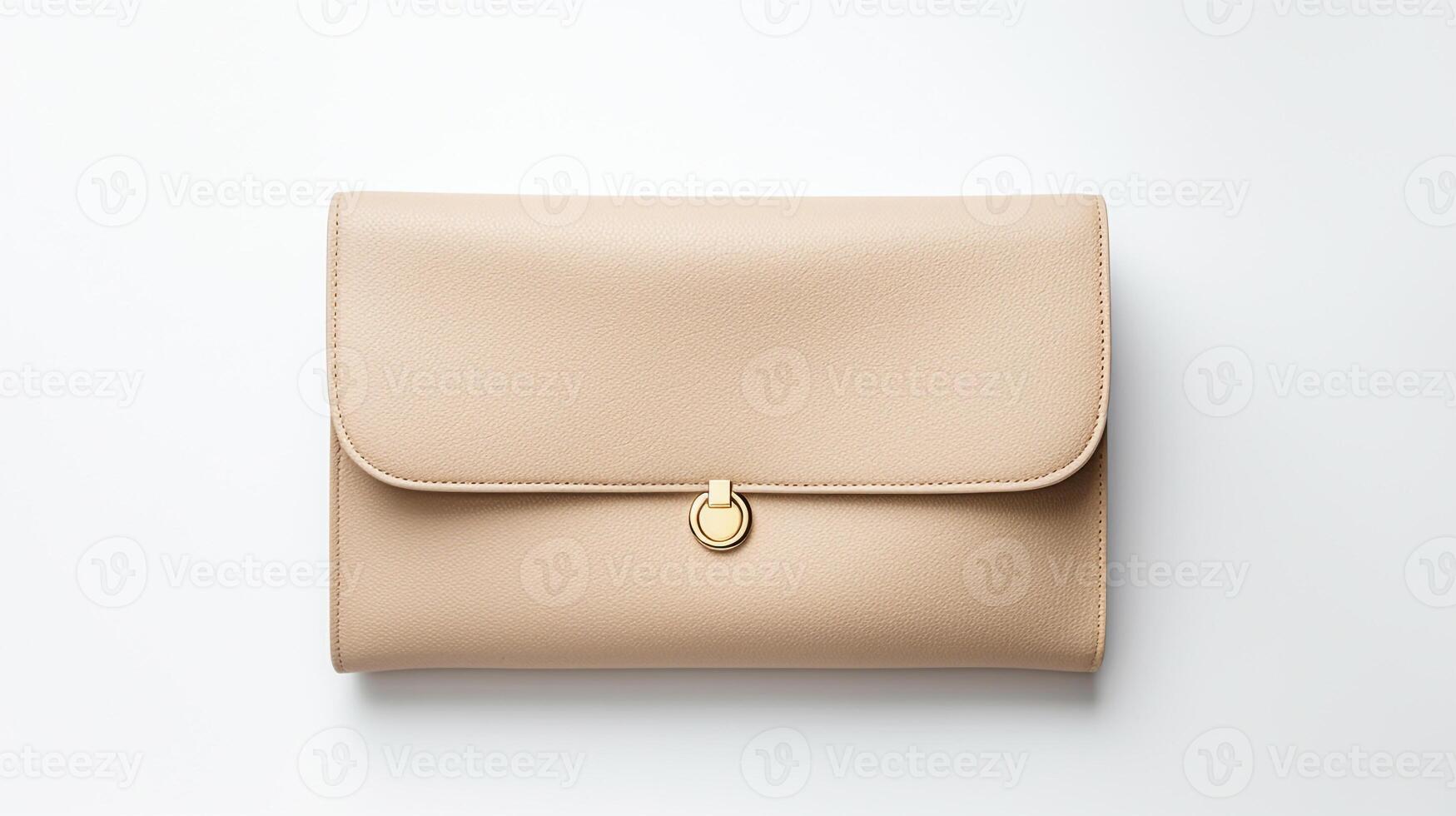 AI generated Beige Clutch Bag isolated on white background with copy space for advertisement. AI Generated photo