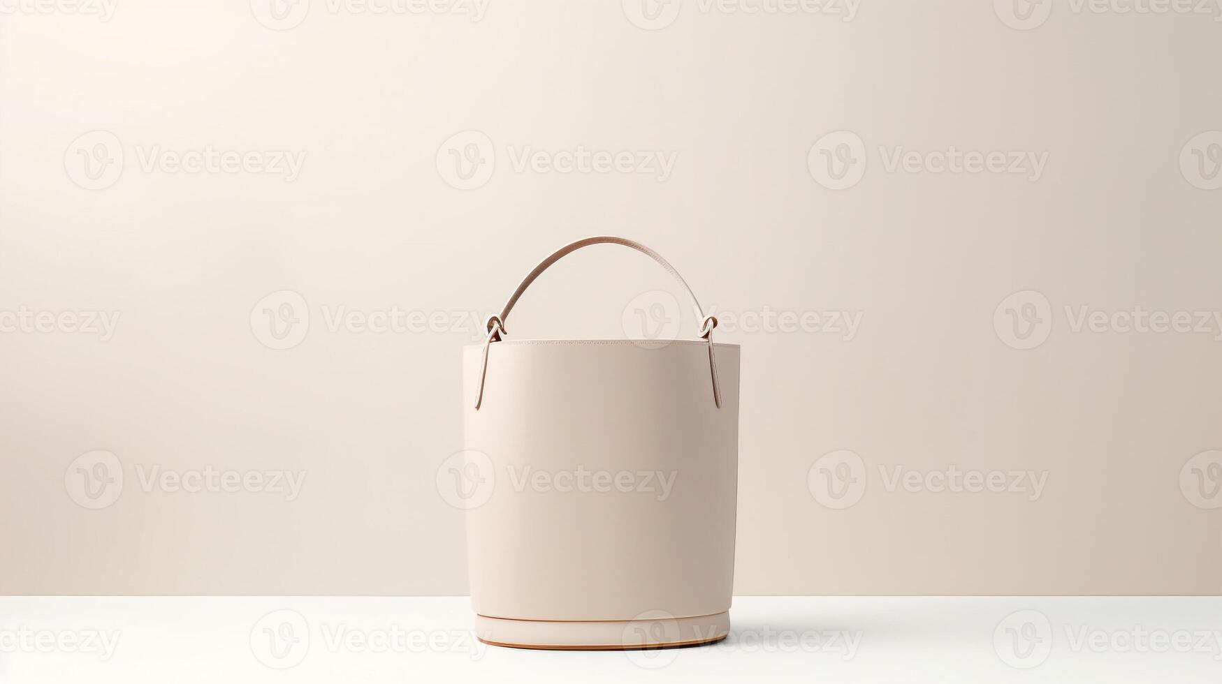 AI generated Beige Bucket Bag isolated on white background with copy space for advertisement. AI Generated photo