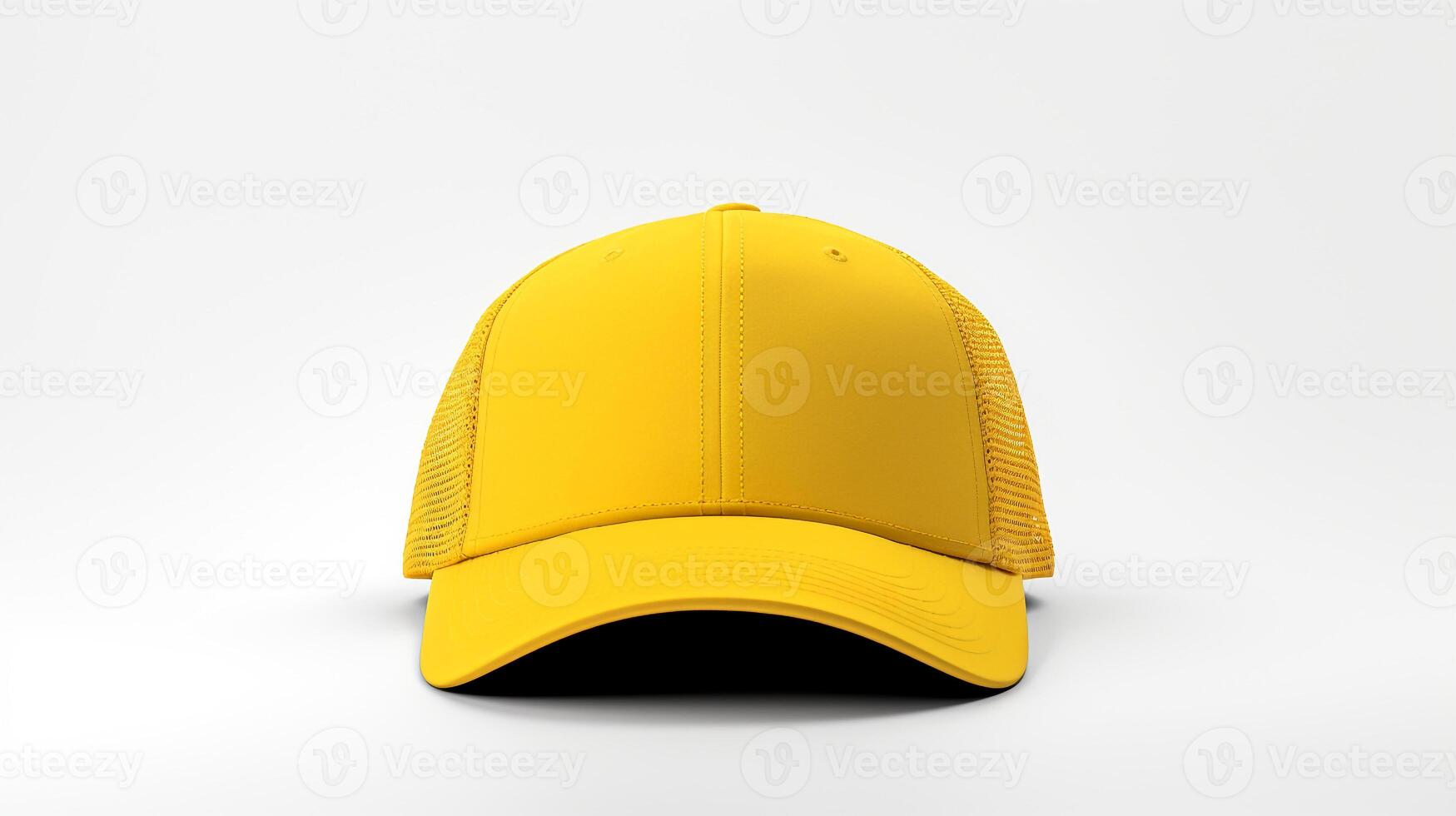 ai generado foto de amarillo camionero gorra aislado en blanco antecedentes. ai generado