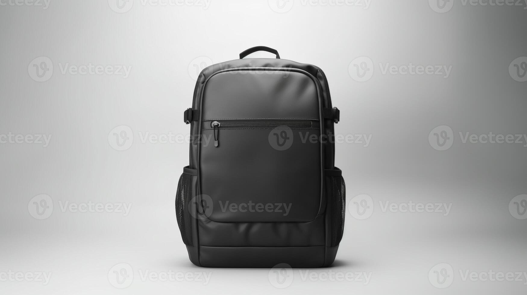 AI generated Black Camera Backpack Bag isolated on white background with copy space for advertisement. AI Generated photo