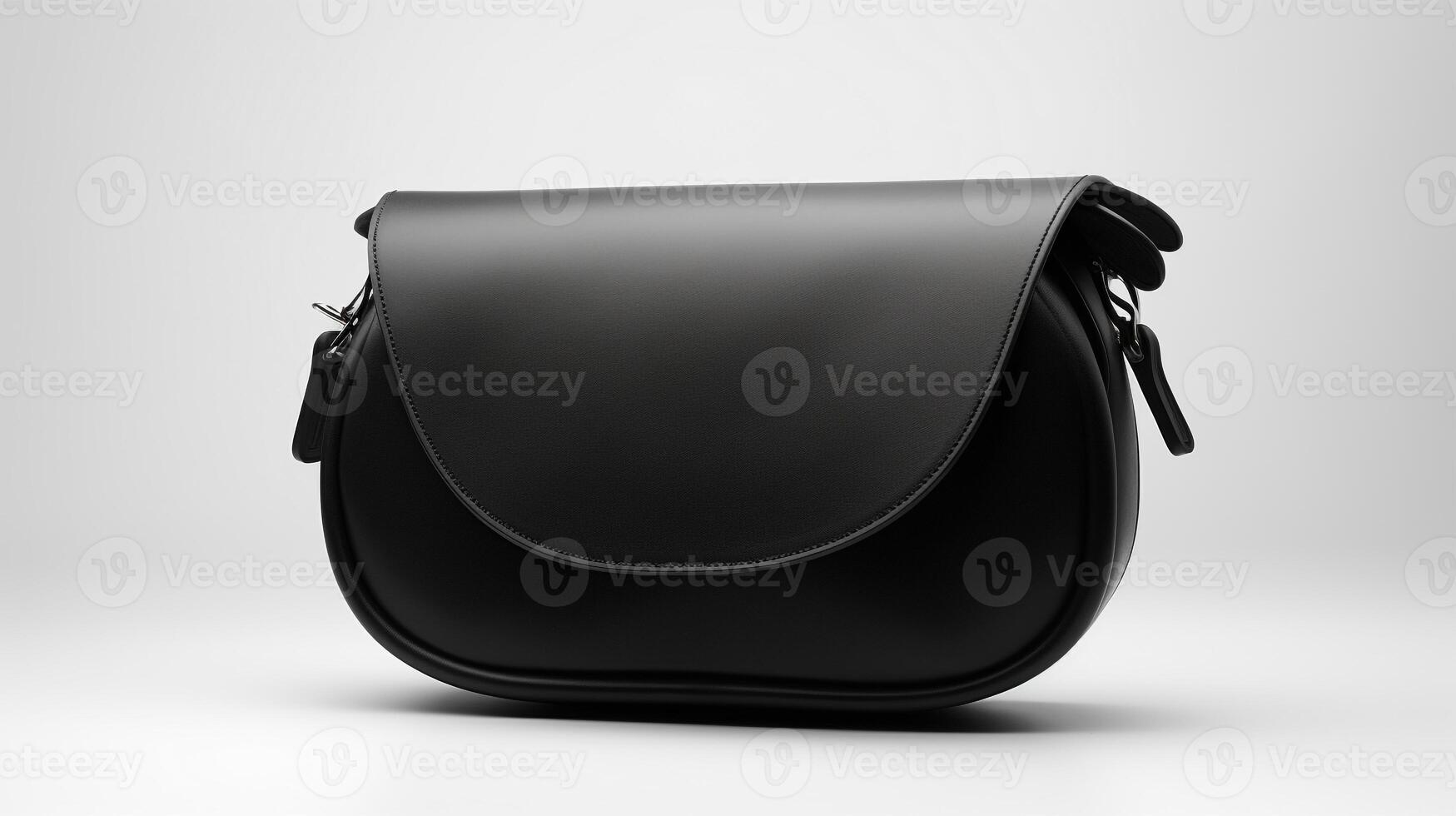 AI generated Black Saddle Bag isolated on white background with copy space for advertisement. AI Generated photo