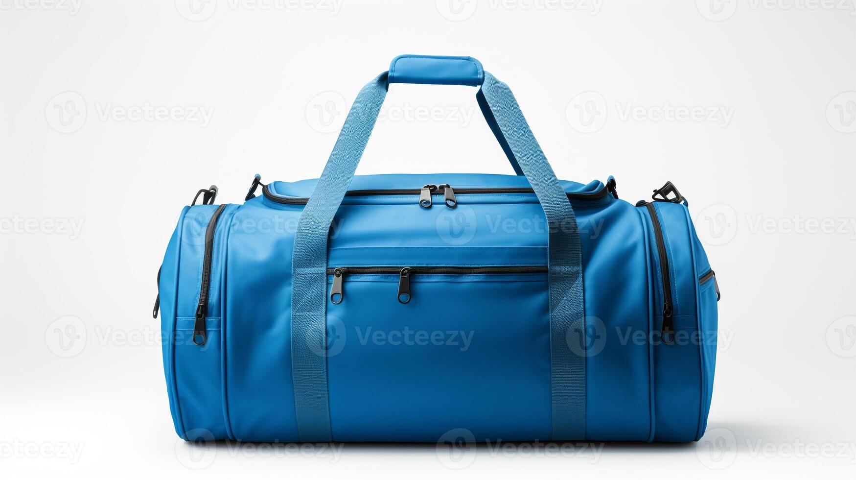 AI generated Blue Duffel Bag isolated on white background with copy space for advertisement. AI Generated photo