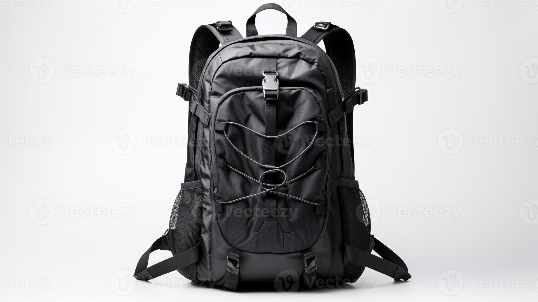AI generated Black Hydration Backpack Bag isolated on white background with copy space for advertisement. AI Generated photo