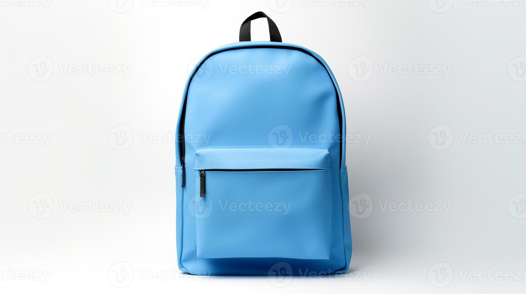 ai generado azul colegio mochila bolso aislado en blanco antecedentes con Copiar espacio para anuncio publicitario. ai generado foto