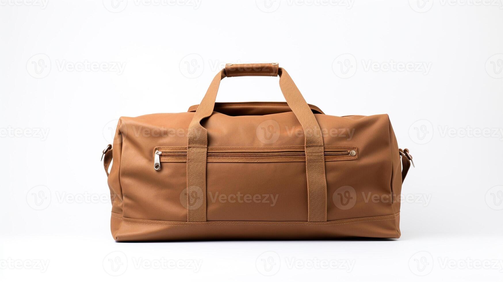 AI generated Brown Duffel Bag isolated on white background with copy space for advertisement. AI Generated photo