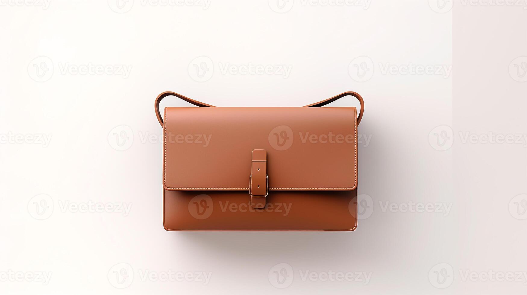 AI generated Tan Crossbody Bag isolated on white background with copy space for advertisement. AI Generated photo