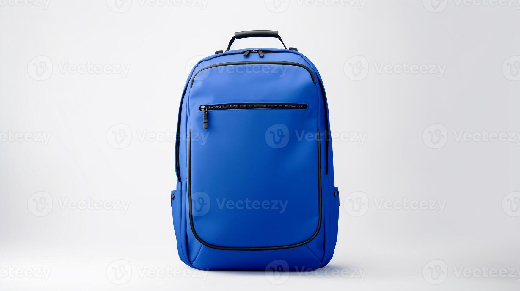 ai generado azul laminación mochila bolso aislado en blanco antecedentes con Copiar espacio para anuncio publicitario. ai generado foto